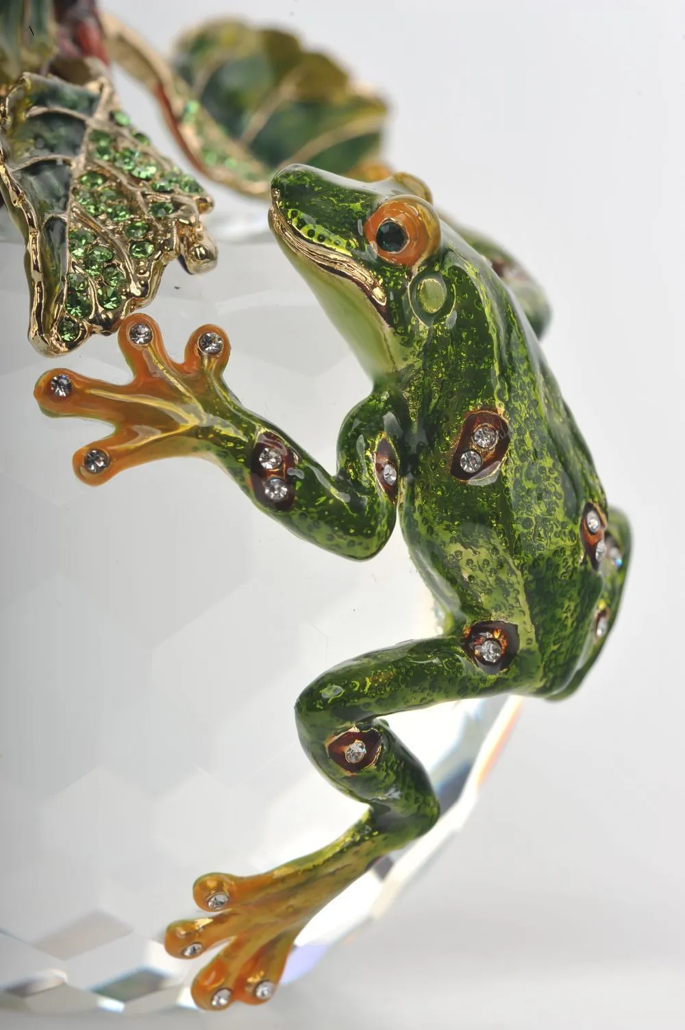 Crystal Apple with a Green Frog on it