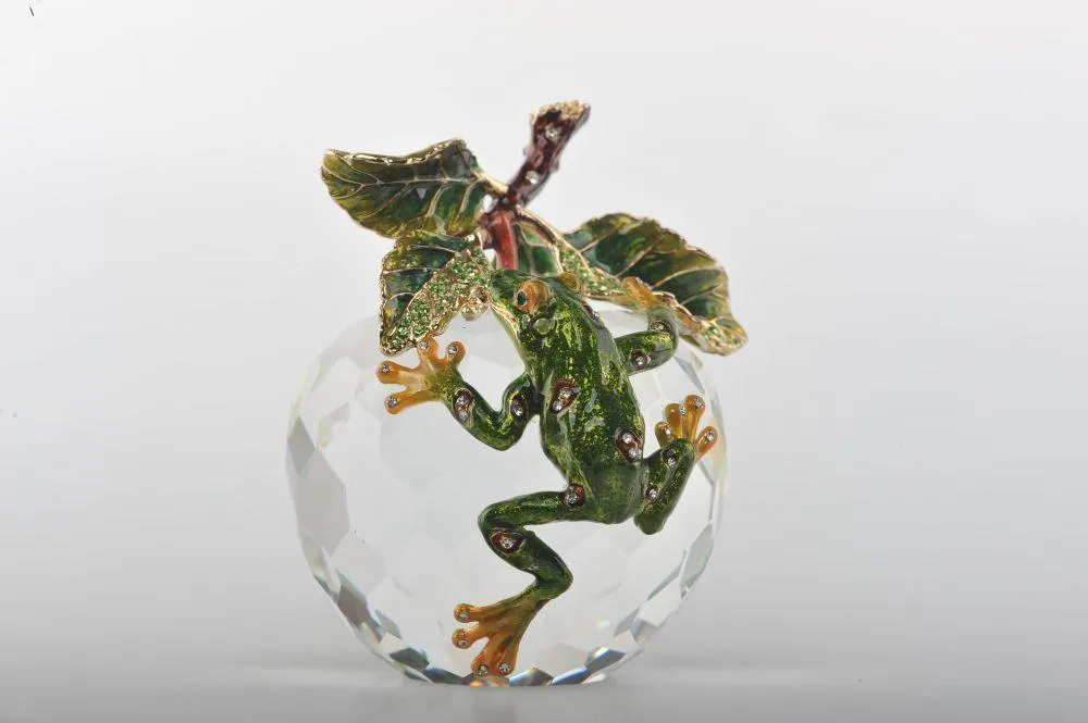 Crystal Apple with a Green Frog on it