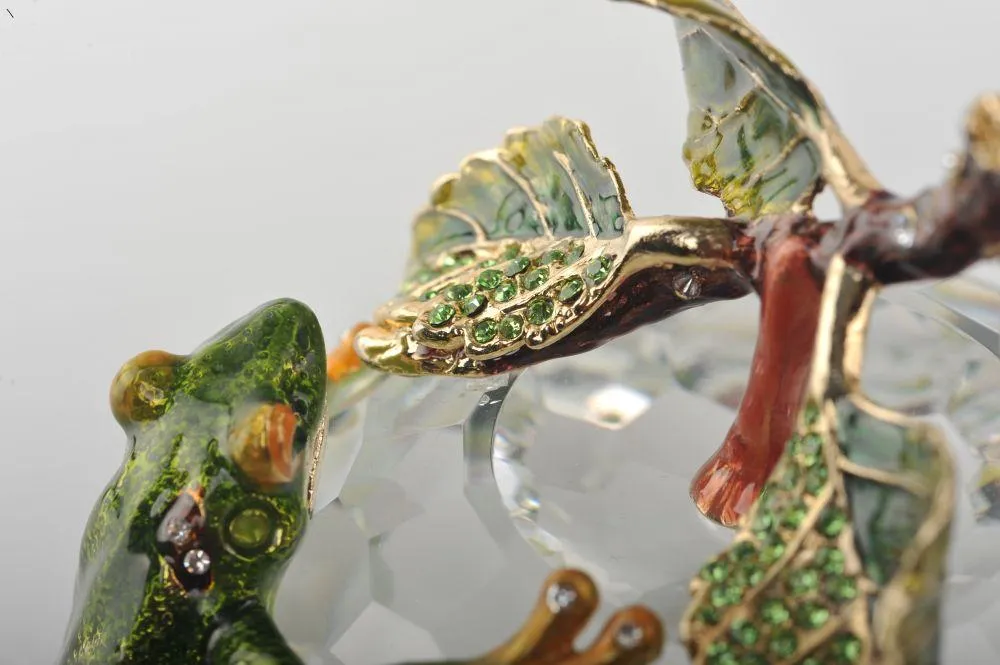 Crystal Apple with a Green Frog on it