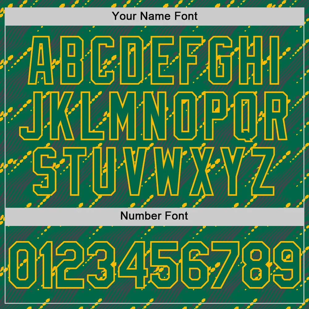 Custom Kelly Green-Gold 3D Pattern Design Slant Lines Authentic Baseball Jersey