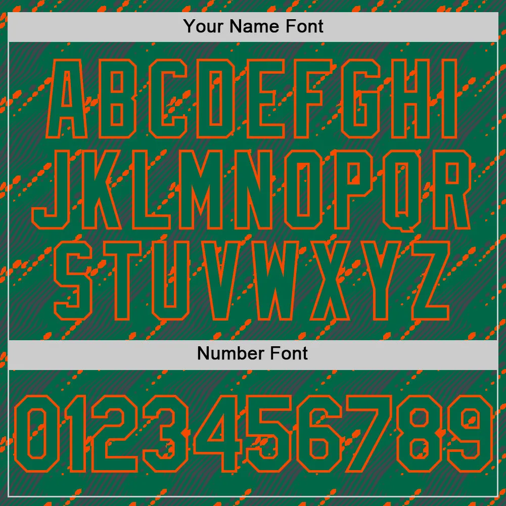 Custom Kelly Green-Orange 3D Pattern Design Slant Lines Authentic Baseball Jersey