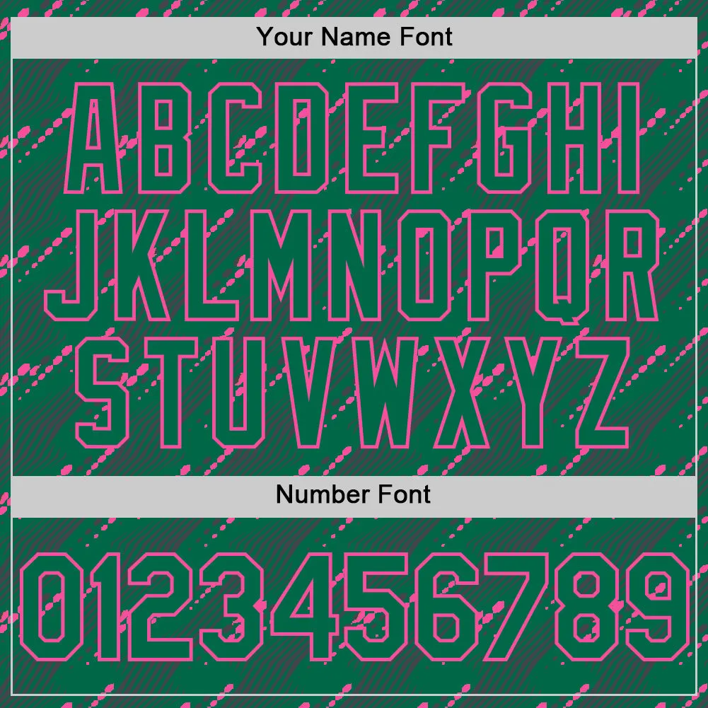 Custom Kelly Green-Pink 3D Pattern Design Slant Lines Authentic Baseball Jersey