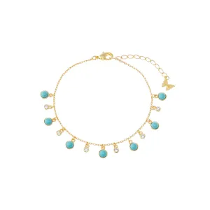 CZ X Turquoise Bezel Shaker Bracelet
