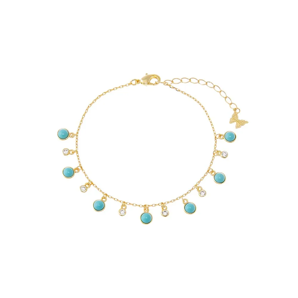 CZ X Turquoise Bezel Shaker Bracelet