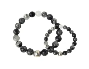 'Daddy & Me' Gray Crazy Lace Bracelet Set