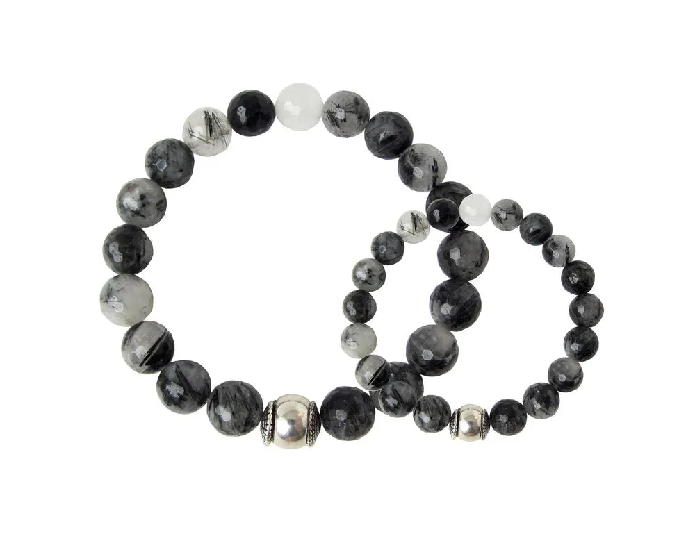 'Daddy & Me' Gray Crazy Lace Bracelet Set