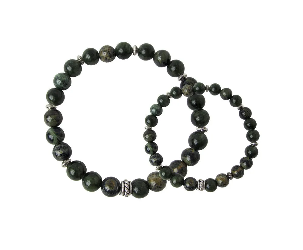 'Daddy & Me' Green Crazy Lace Bracelet Set