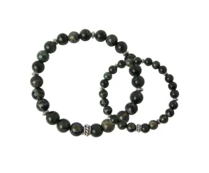 'Daddy & Me' Green Crazy Lace Bracelet Set