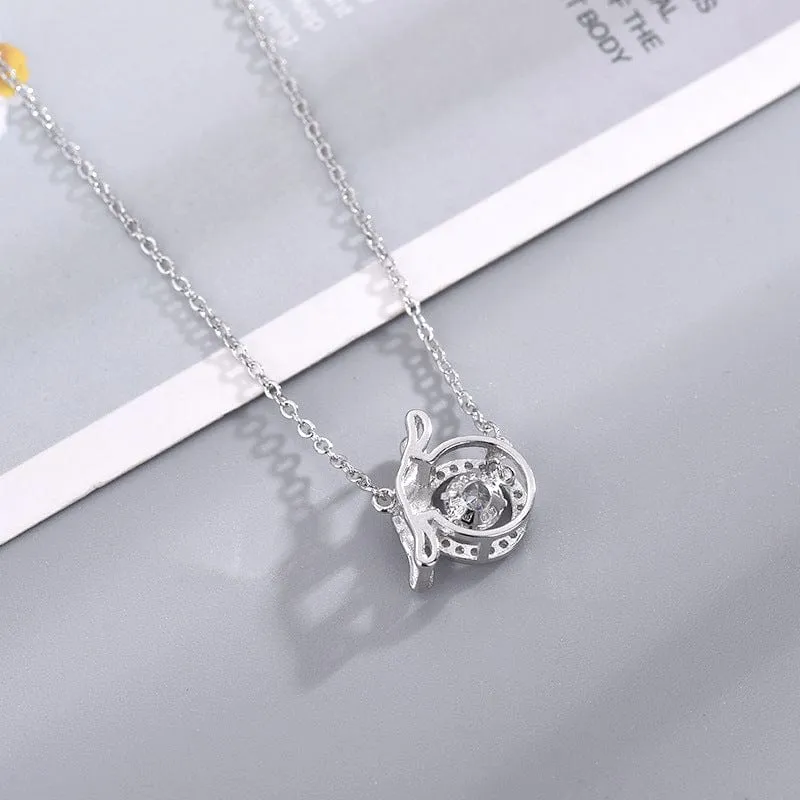 Dainty CZ Inlaid Crystal Rolling Heart Cinnamoroll Necklace