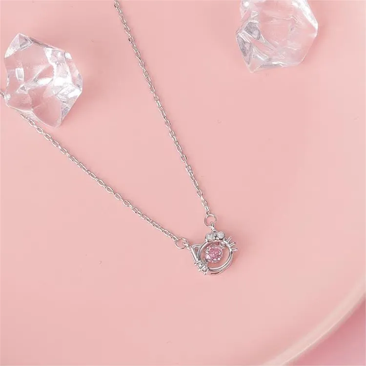 Dainty CZ Inlaid Hello Kitty Necklace