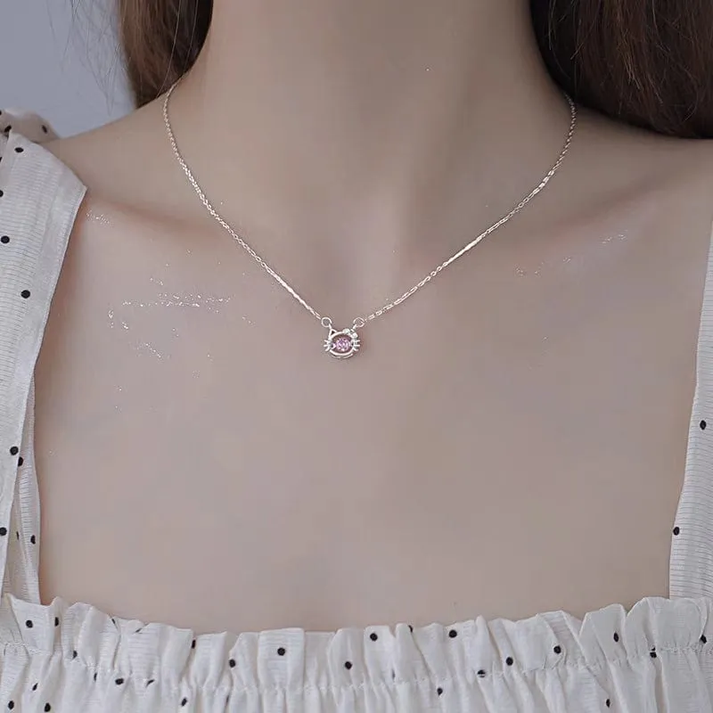 Dainty CZ Inlaid Hello Kitty Necklace