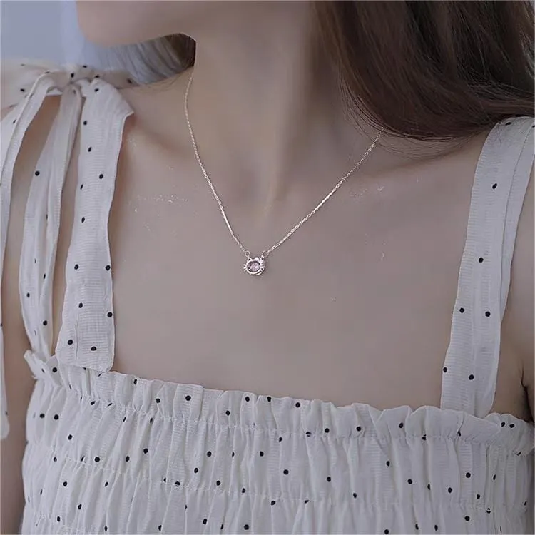 Dainty CZ Inlaid Hello Kitty Necklace