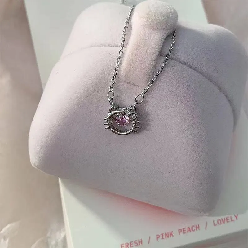 Dainty CZ Inlaid Hello Kitty Necklace