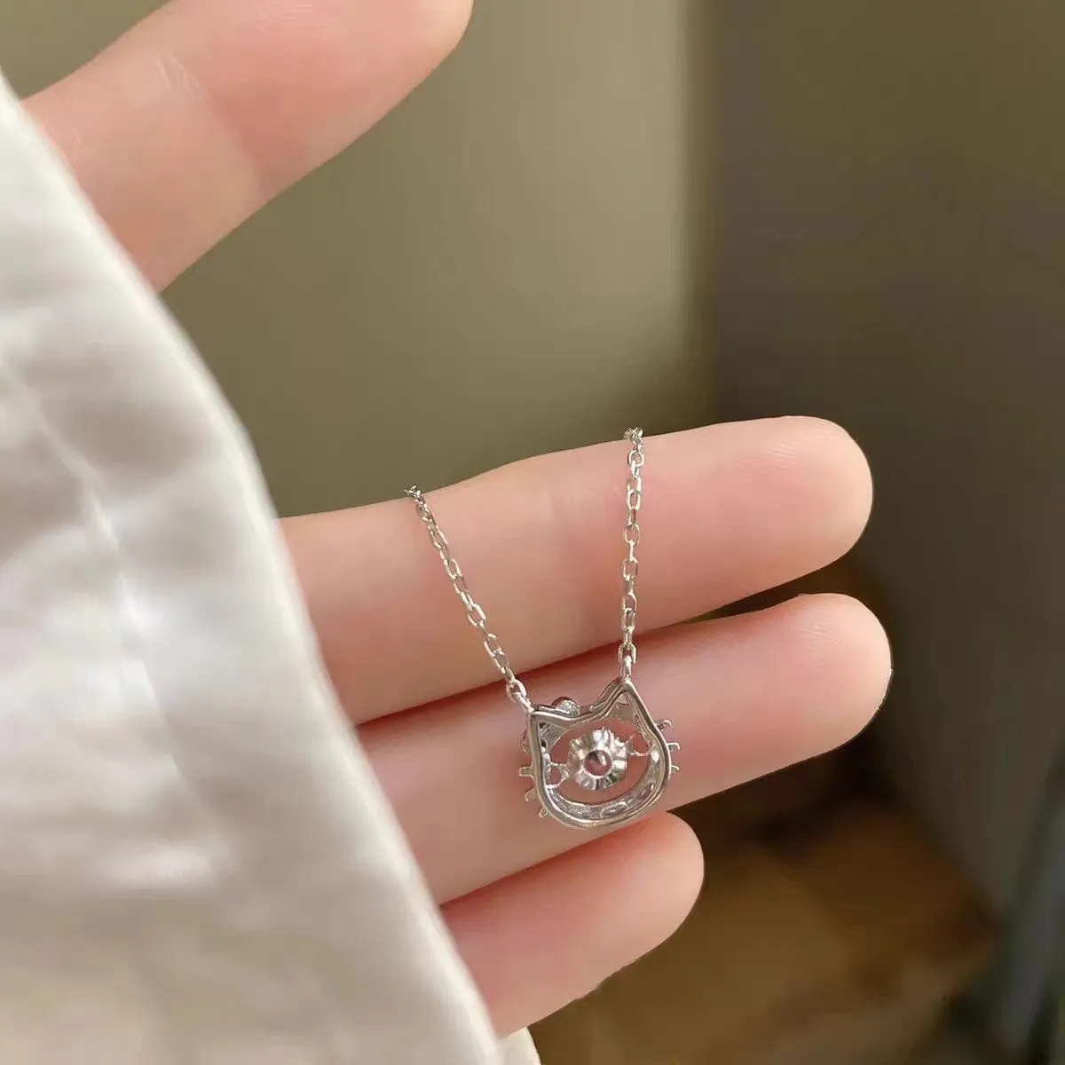 Dainty CZ Inlaid Hello Kitty Necklace
