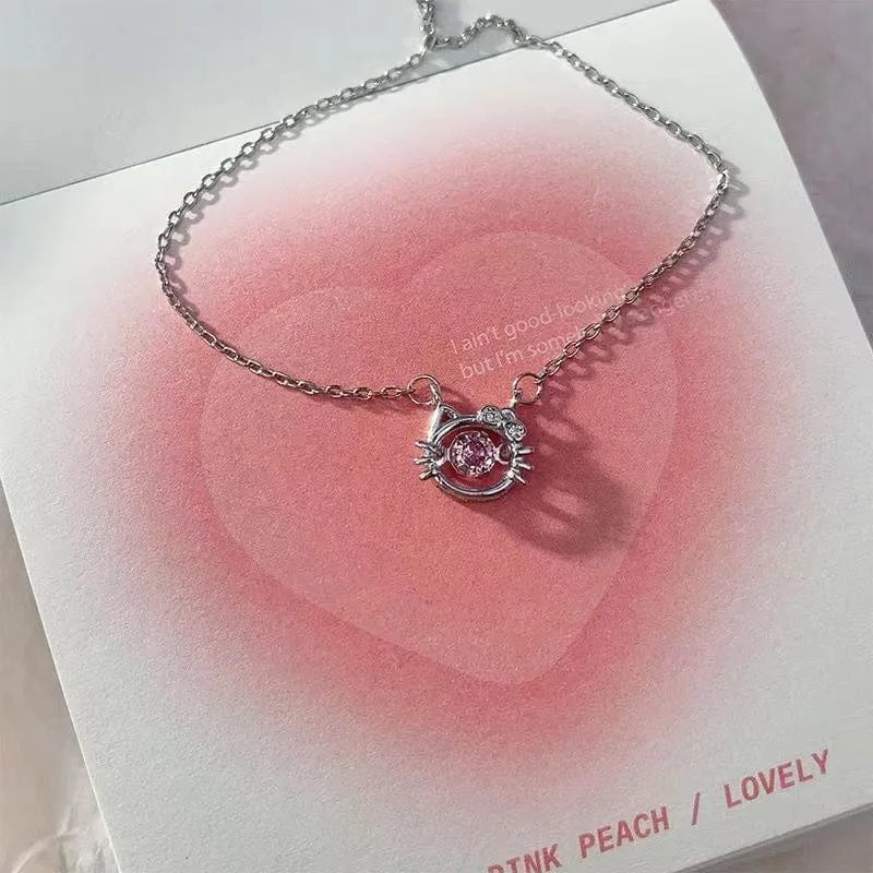 Dainty CZ Inlaid Hello Kitty Necklace