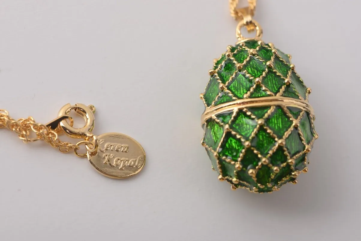 Dark Green Egg Pendant Necklace