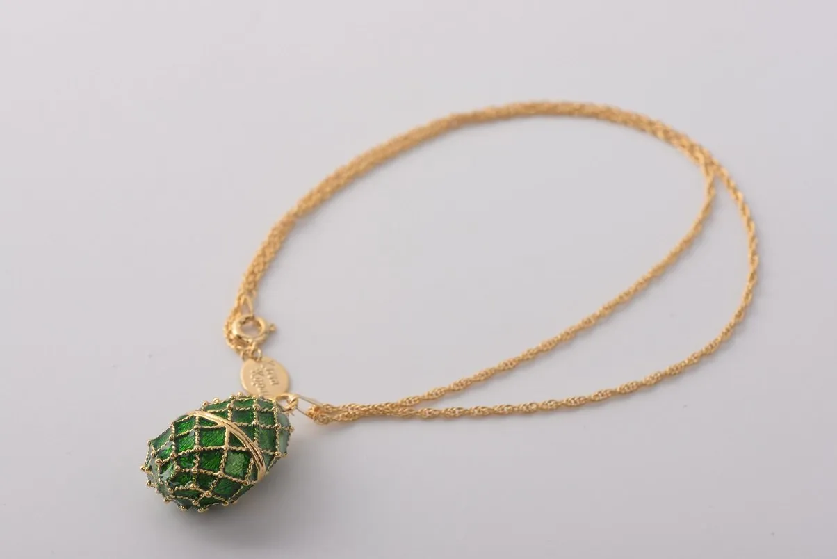 Dark Green Egg Pendant Necklace