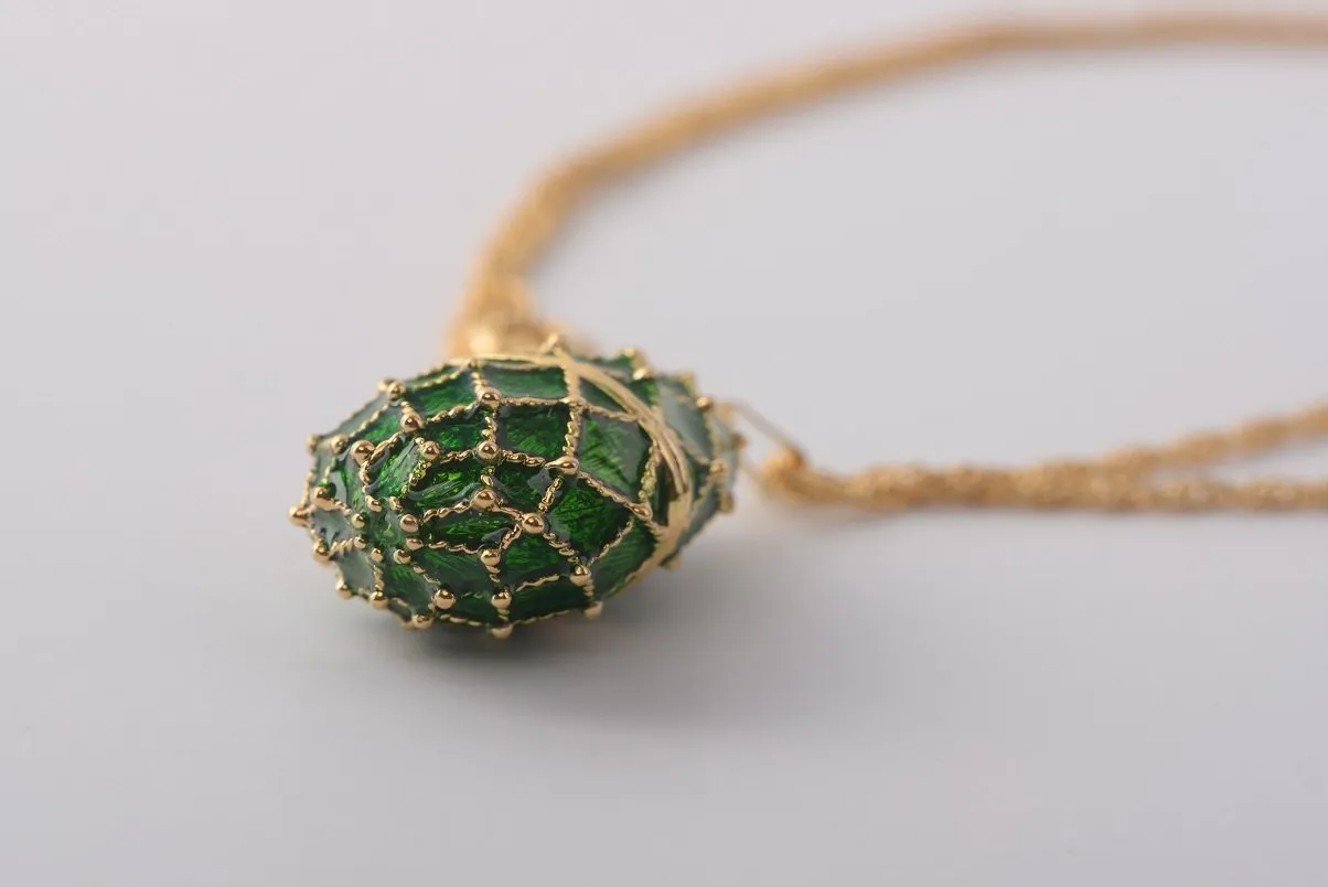 Dark Green Egg Pendant Necklace