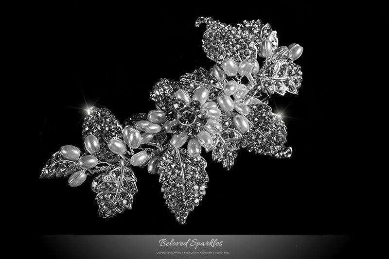Dilan White Pearl Leaves Hair Clip | Pearl | Crystal