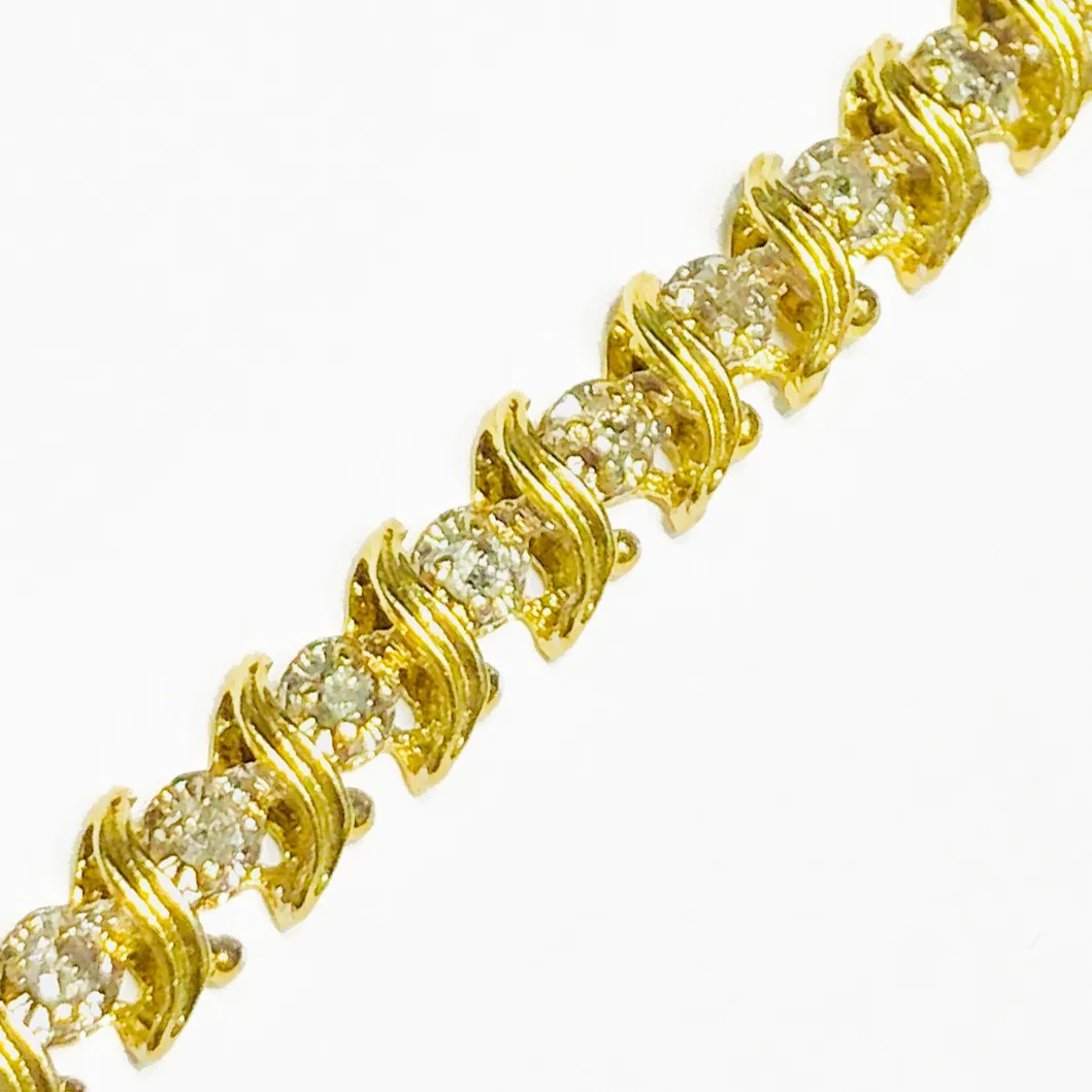 Double Swirl Diamond Tennis Bracelet (14K)