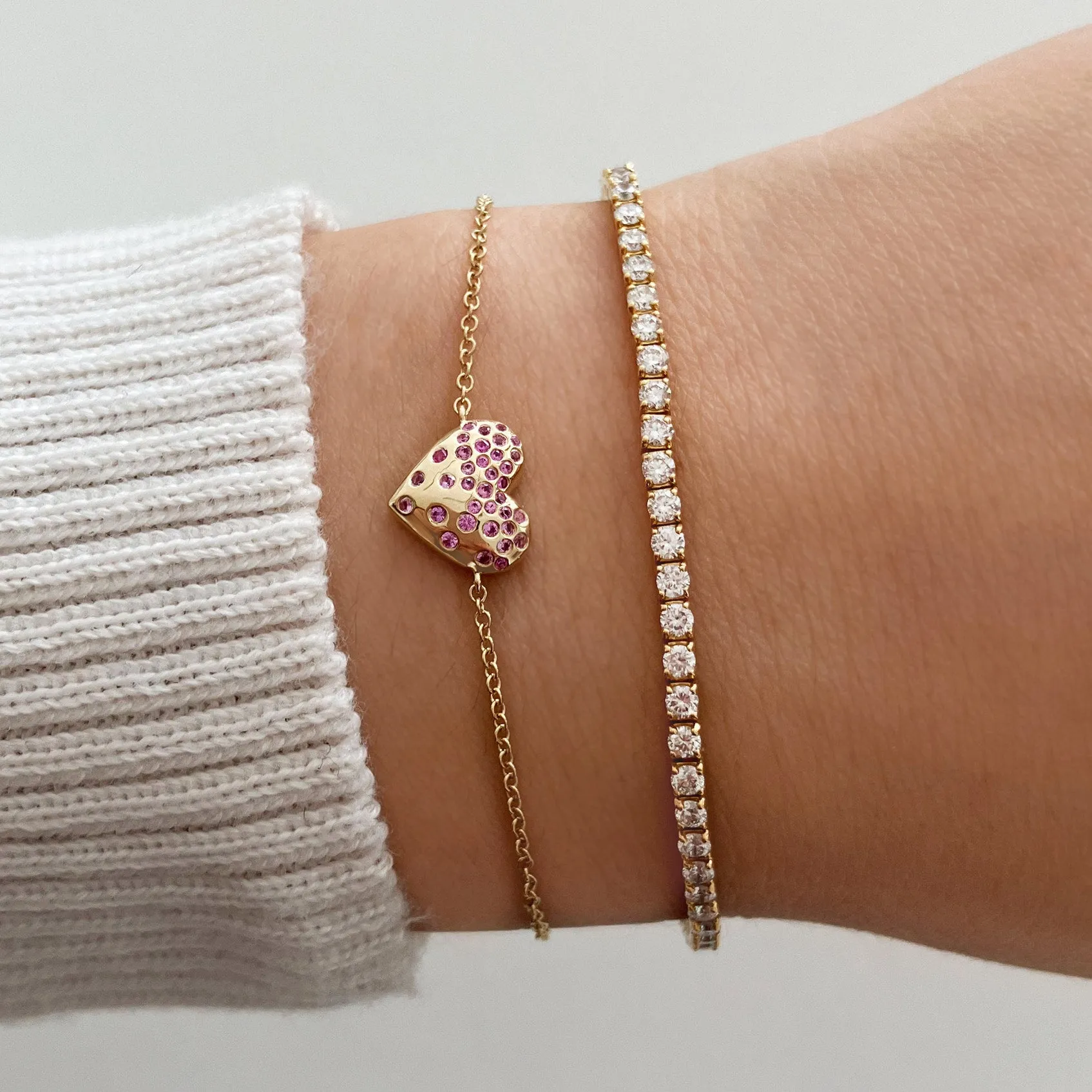 Dripping Scattered Gemstone Heart Bracelet