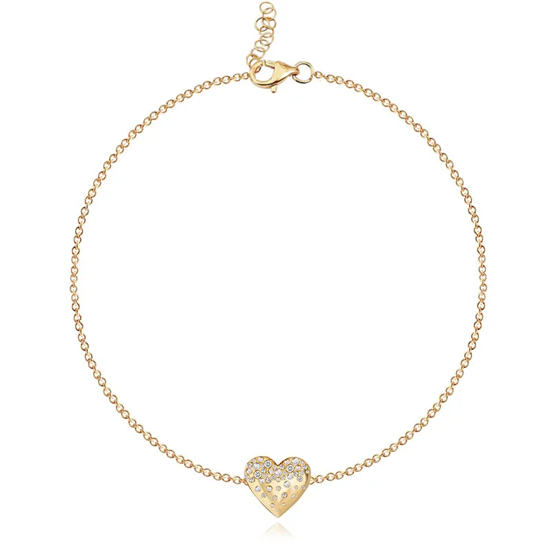 Dripping Scattered Gemstone Heart Bracelet