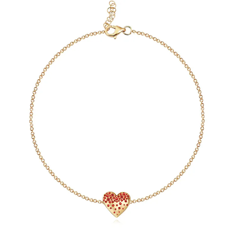 Dripping Scattered Gemstone Heart Bracelet