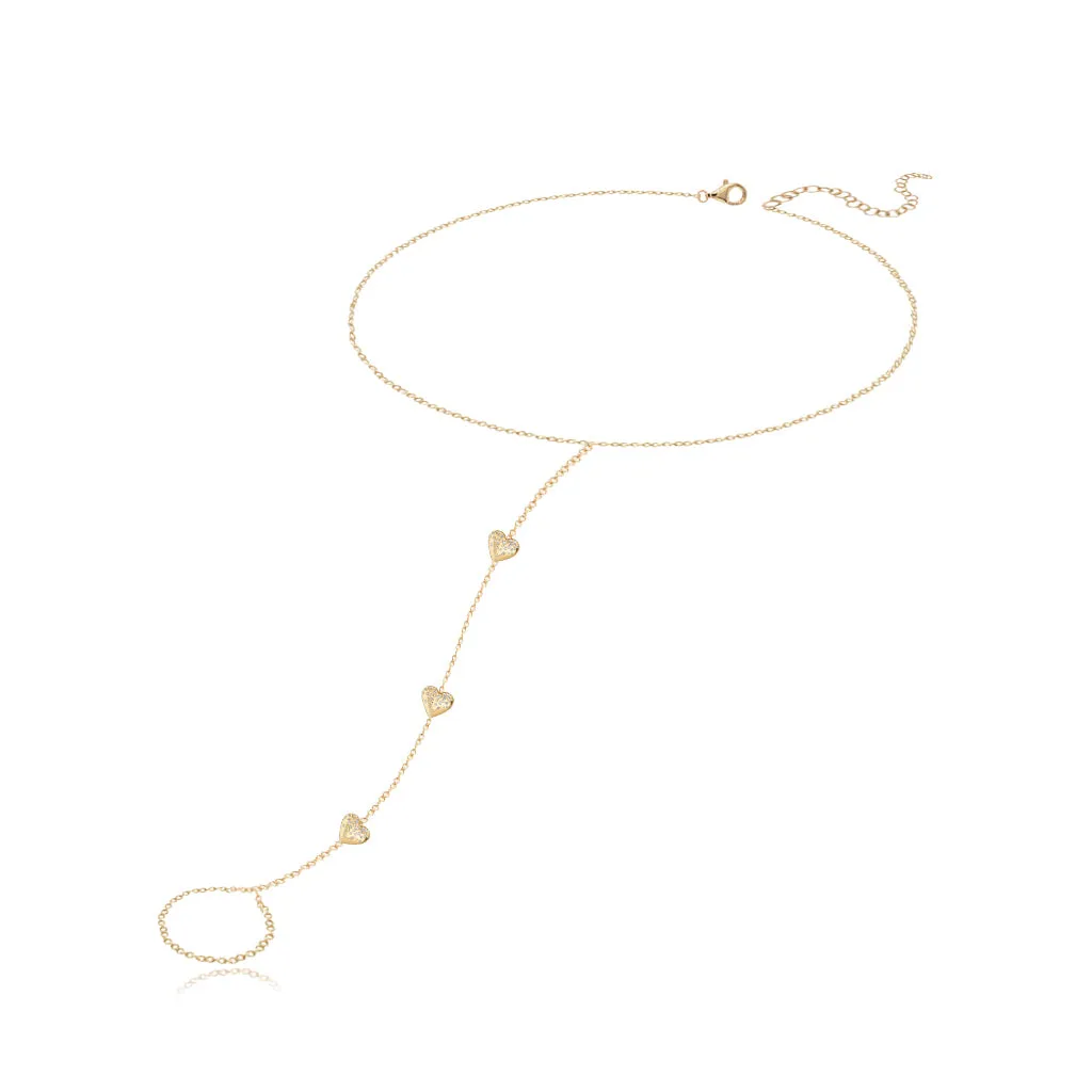 Dripping Scattered Hearts Hand Chain
