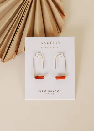Drop Carnelian Agate Earrings by JaxKelly | Gold