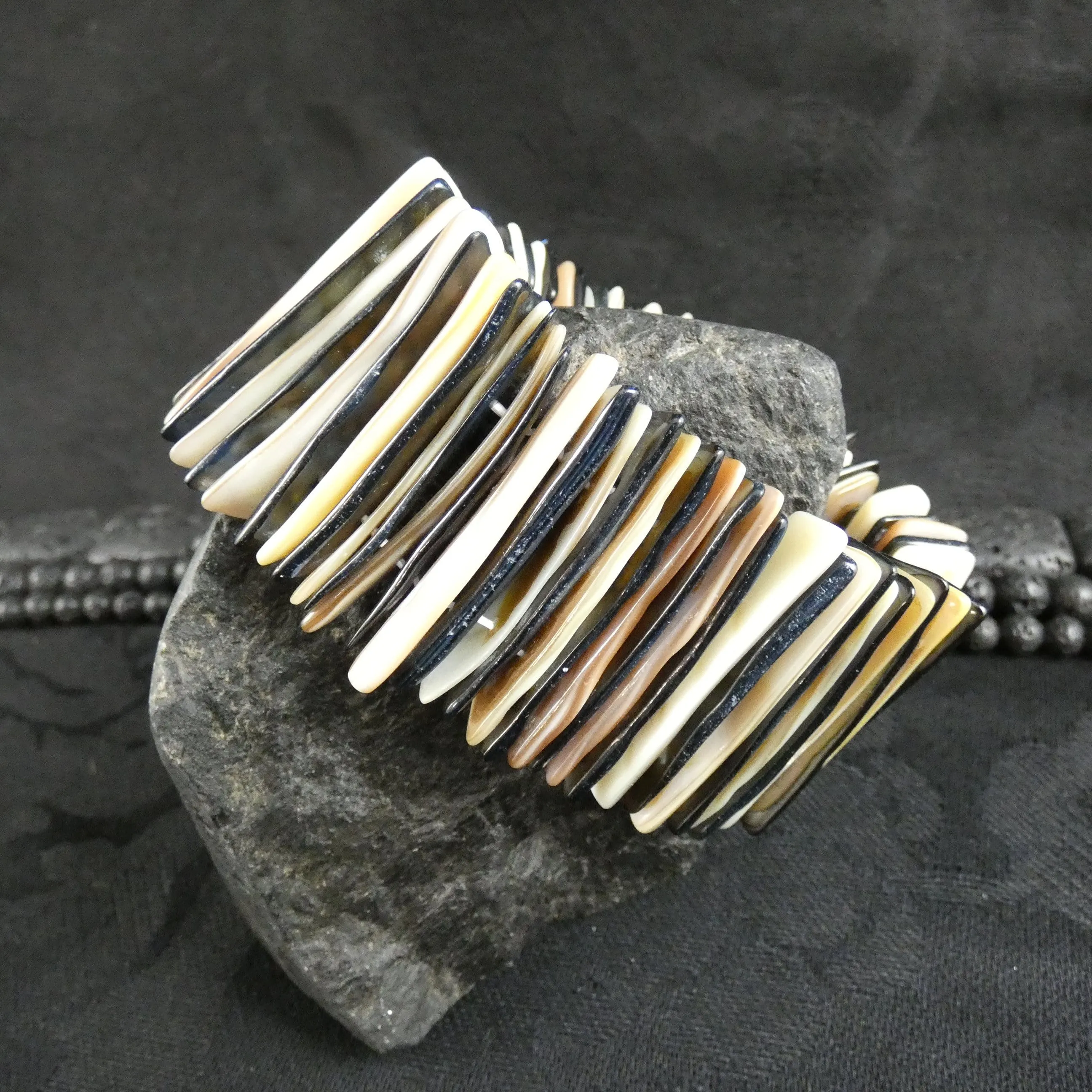 Dual Tone Mother of Pearl Stretch Bracelets (Dyed) (Various)
