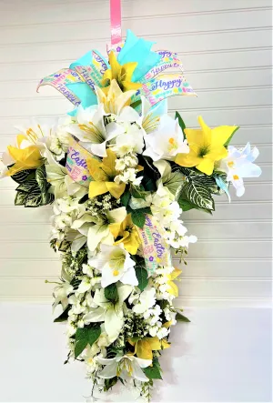 Easter Cross Wreath 32" L X 23" W X 6" Depth
