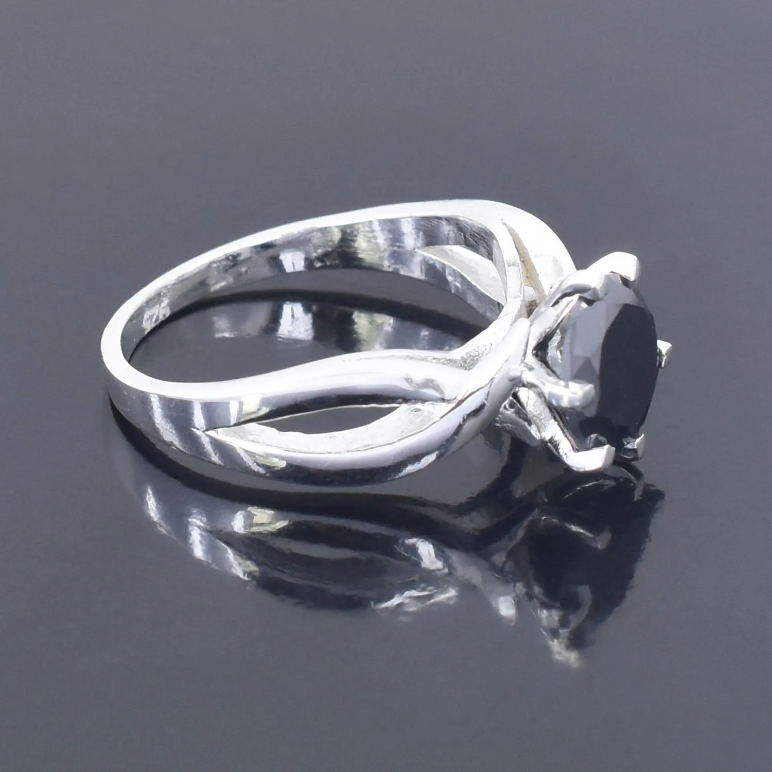 Elegant 2.60 Carat Black Diamond Solitaire Ring , 925 Sterling Silver, Round Brilliant Cut, Customized Finish