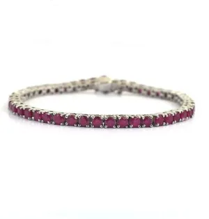 Elegant 3 mm Faceted African Ruby Bracelet With Silver Clasp, Birthday Gift,Unisex Bracelet, AAA Quality, Great Shine & Luster !