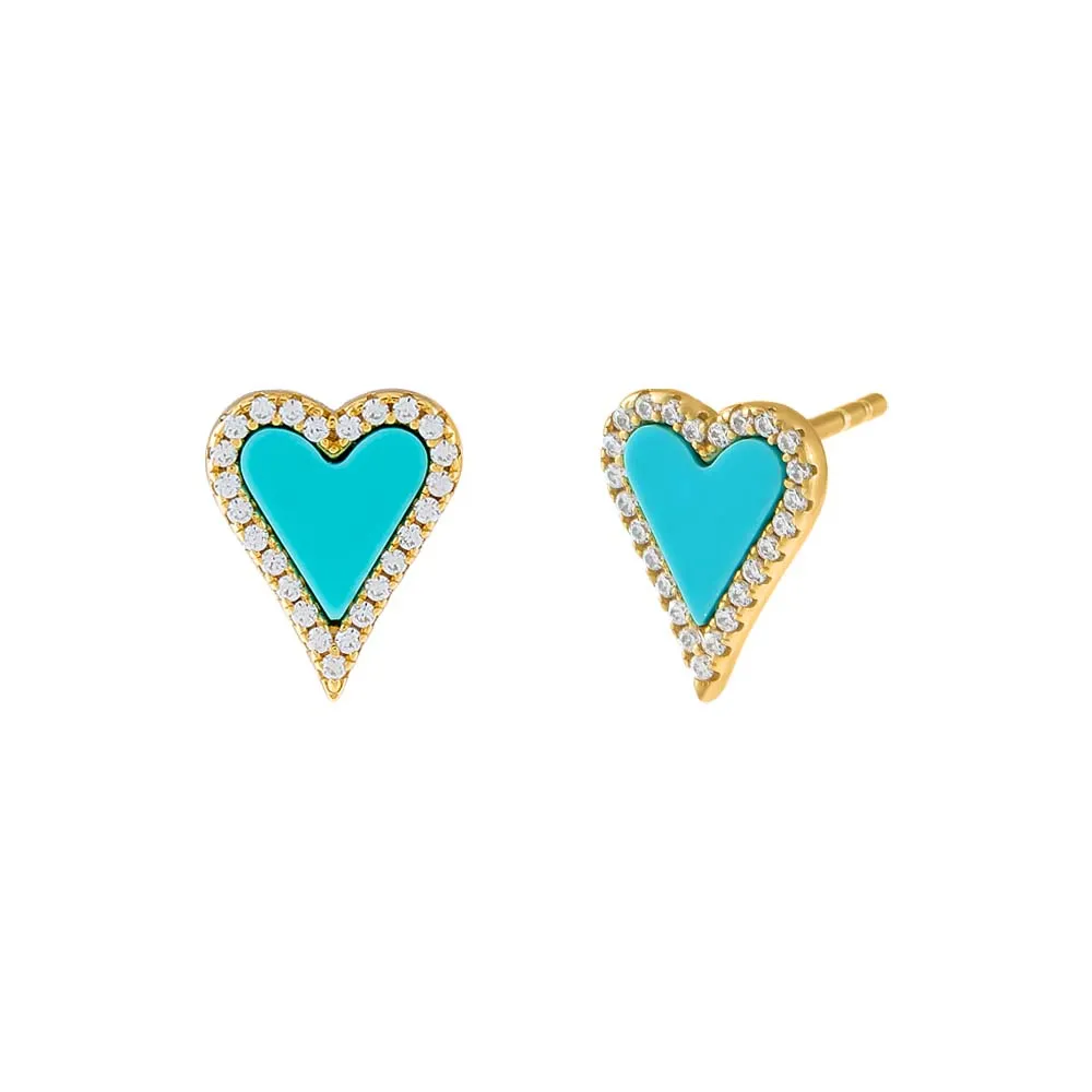 Elongated Pavé Heart Earring