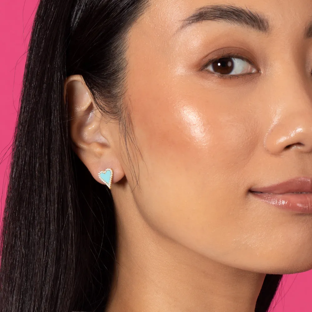 Elongated Pavé Heart Earring