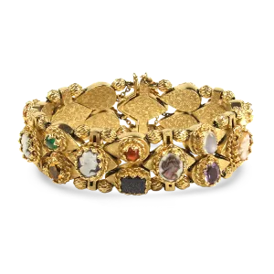 Estate 14k Yellow Gold Two-Row Slider Charm Bracelet