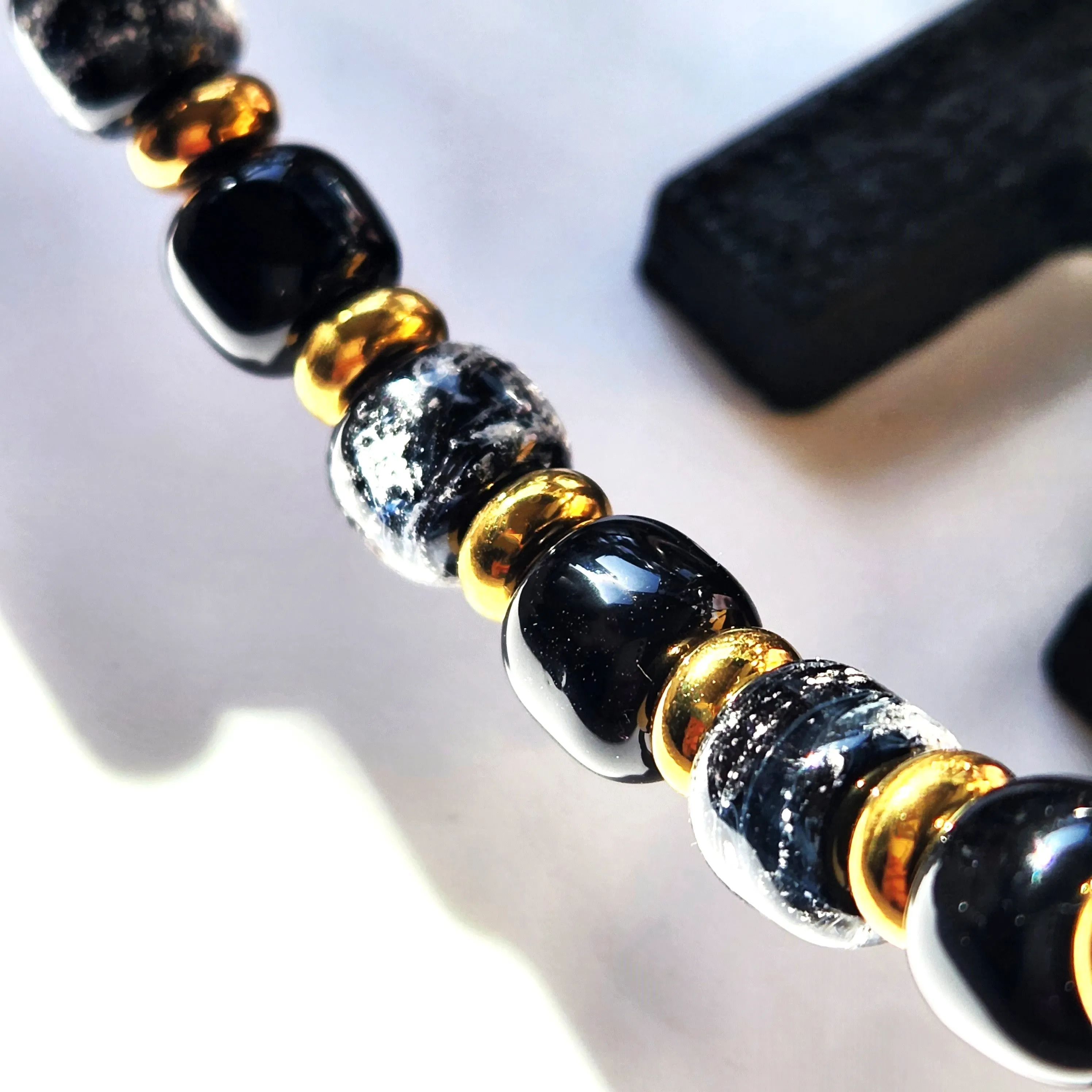 Eternal Bracelet with Ash Infused Beads in Black