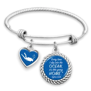 Every Time I Slip Into The Ocean, It's Like Going Home Scuba Charm Bracelet