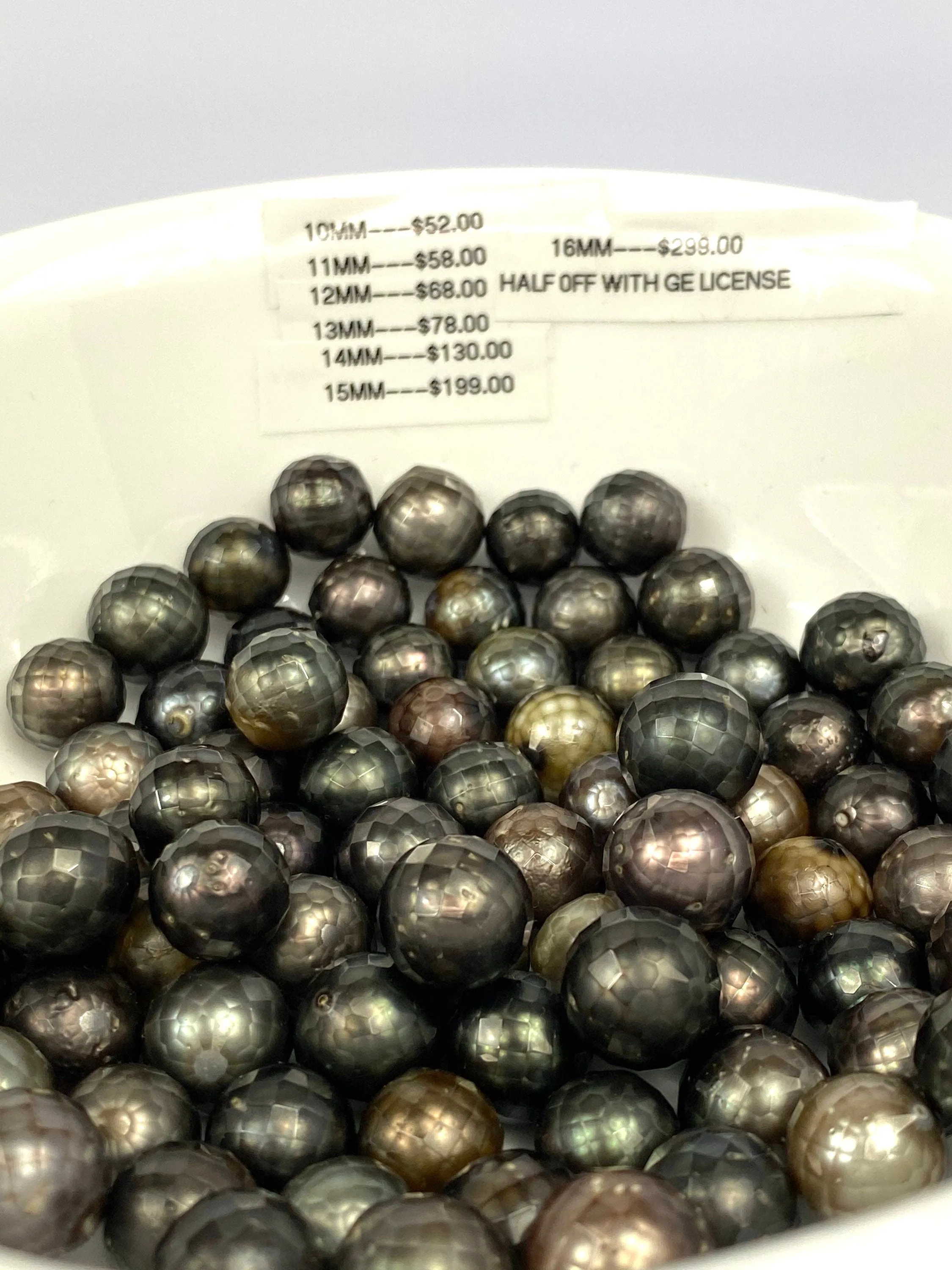 Faceted Gem Carved Tahitian Pearls, 100% Natural Colors, Tahitian Carved Pearls