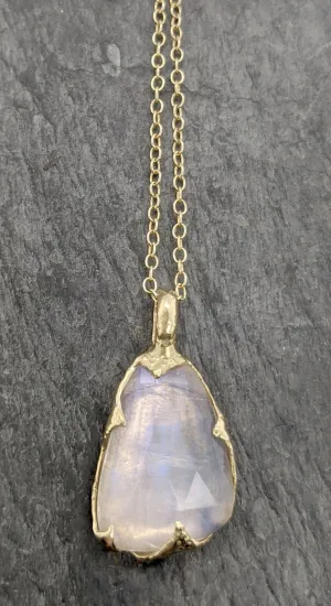 Fancy cut Moonstone 18k Yellow gold Pendant Gemstone Necklace gemstone Jewelry byAngeline 2085