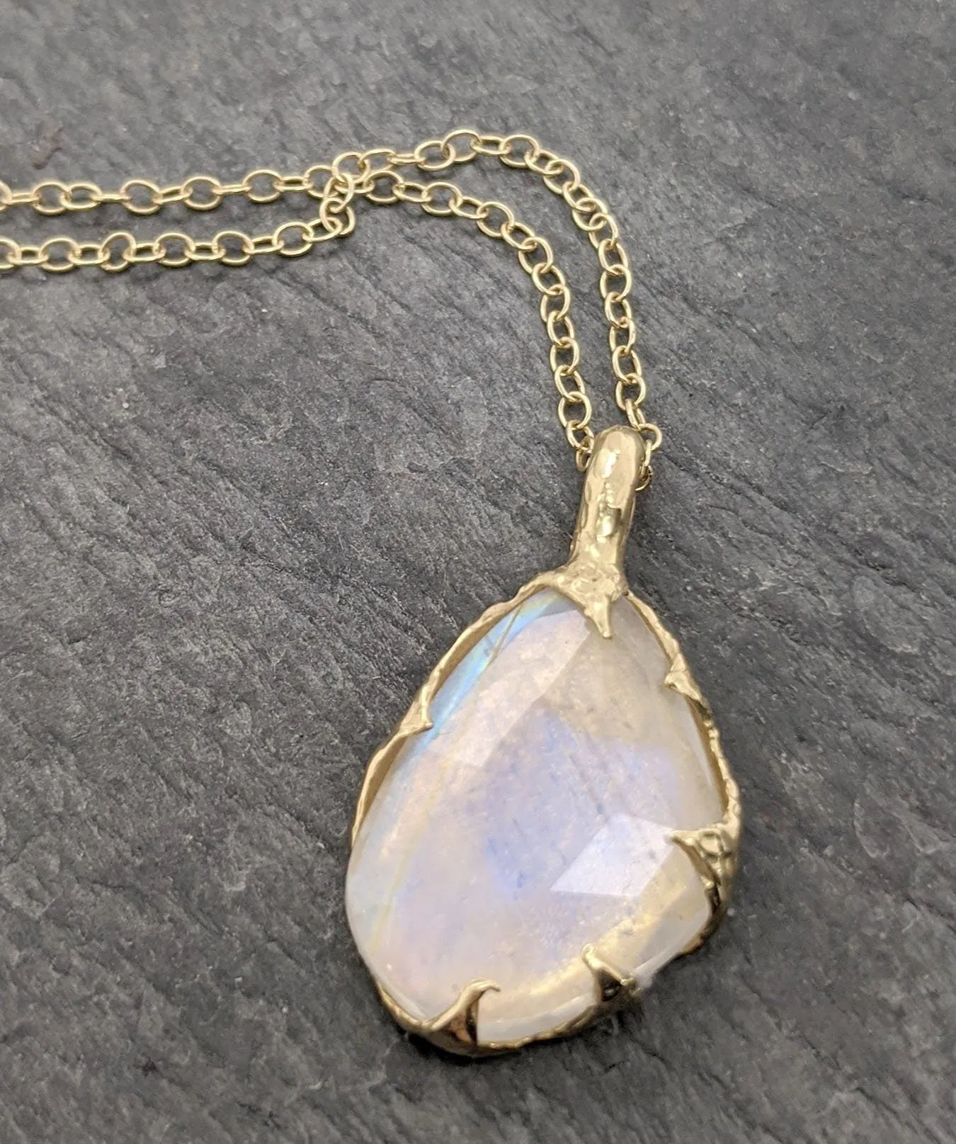 fancy cut moonstone 18k yellow gold pendant gemstone necklace gemstone jewelry byangeline 2086 Alternative Engagement