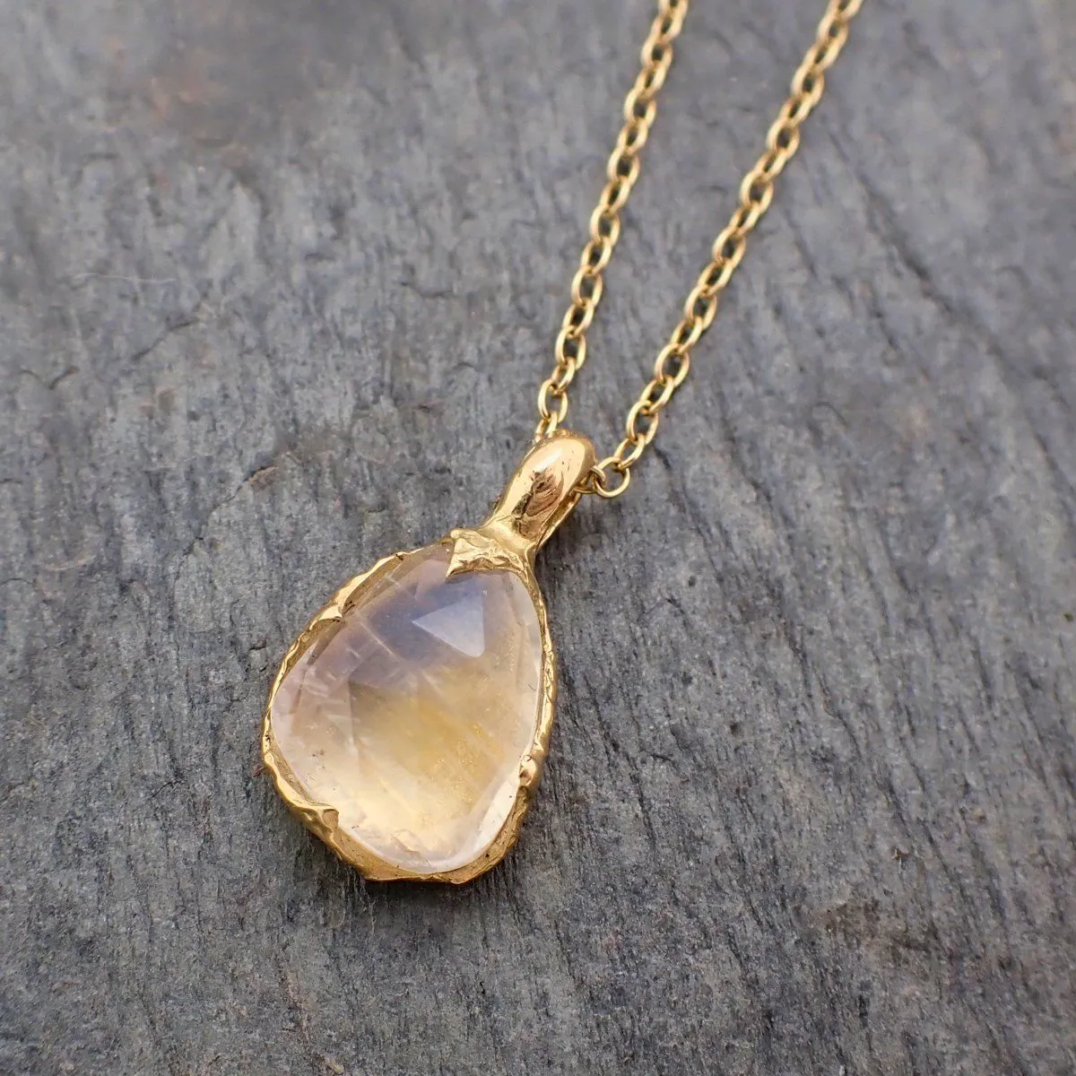 fancy cut moonstone 18k yellow gold pendant gemstone necklace gemstone jewelry byangeline 2236 Alternative Engagement