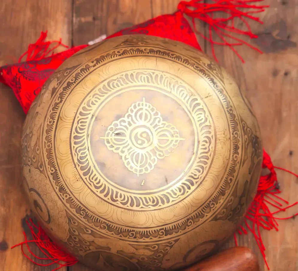 Fire & Mantra Carved Singing Bowl Set