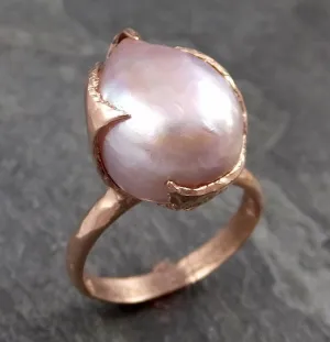 fresh water pearl 14k rose gold solitaire ring statement ring byangeline 1059 Alternative Engagement