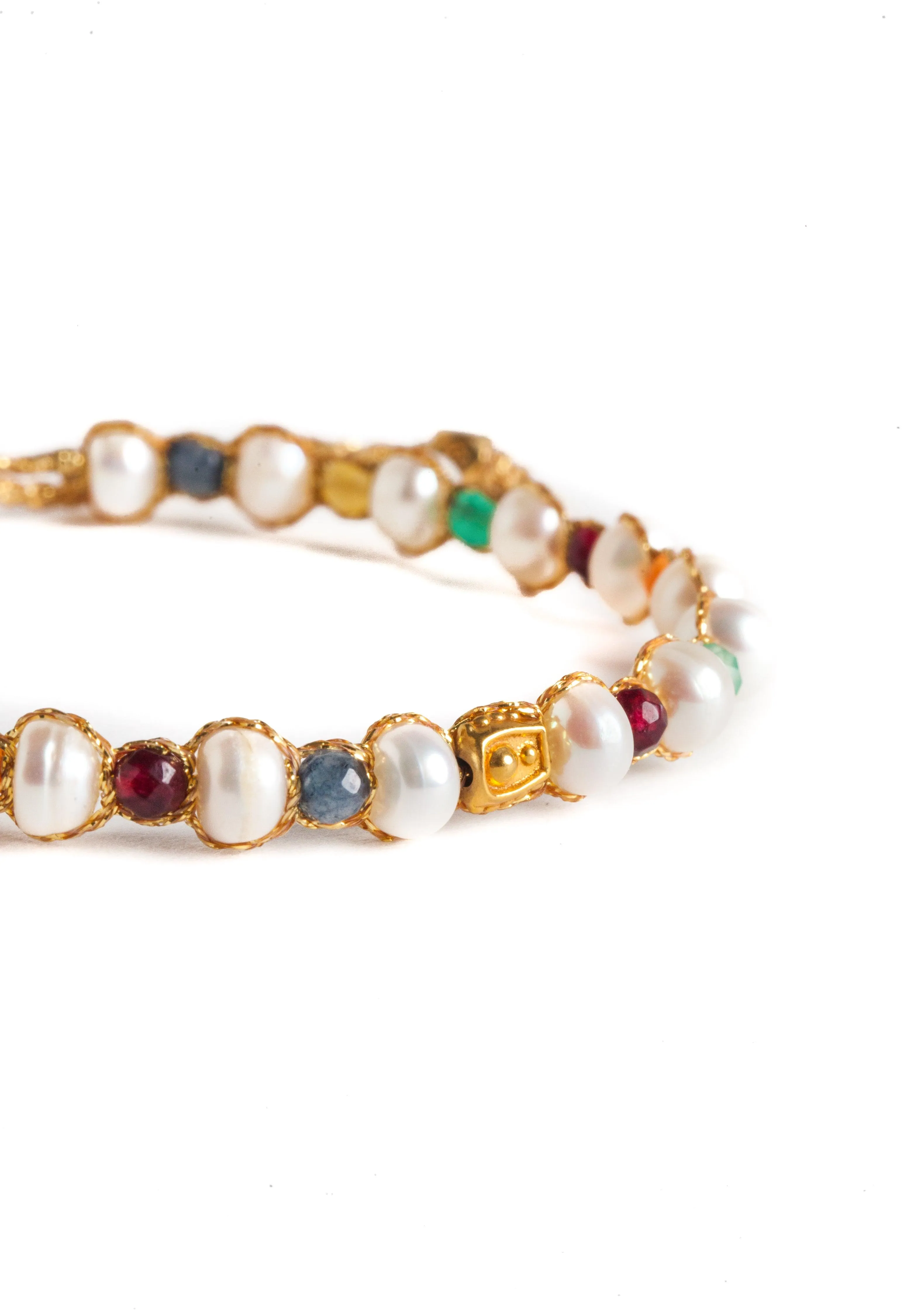 Fresh Water Pearl & Gemstone Bracelet | Gold