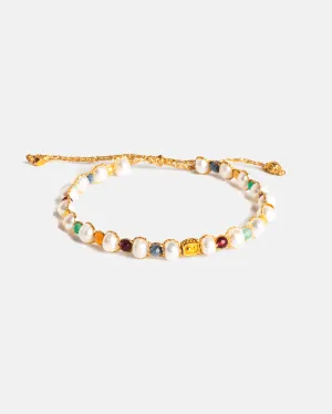 Fresh Water Pearl & Gemstone Bracelet | Gold