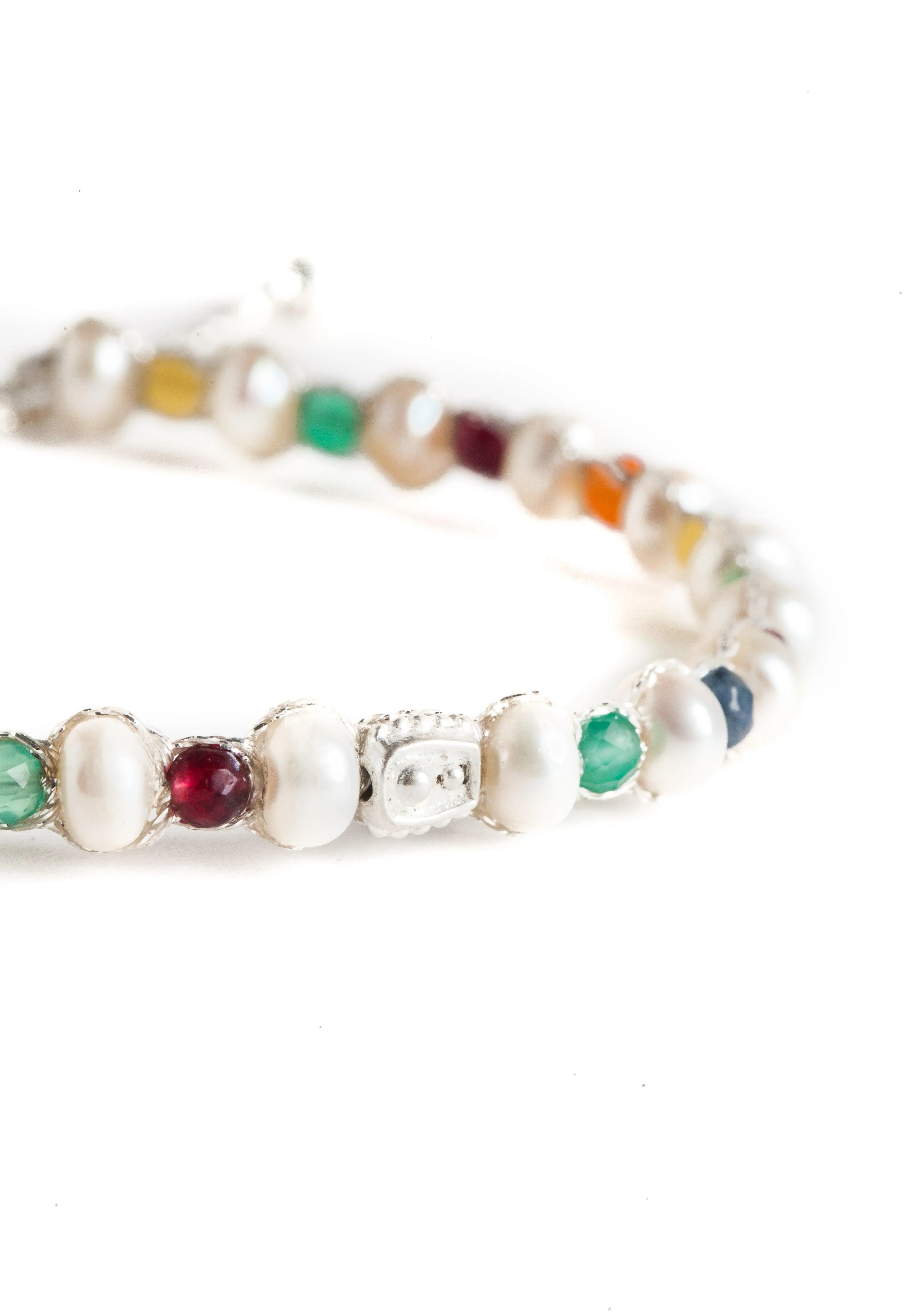 Fresh Water Pearl & Gemstone Bracelet | Silver