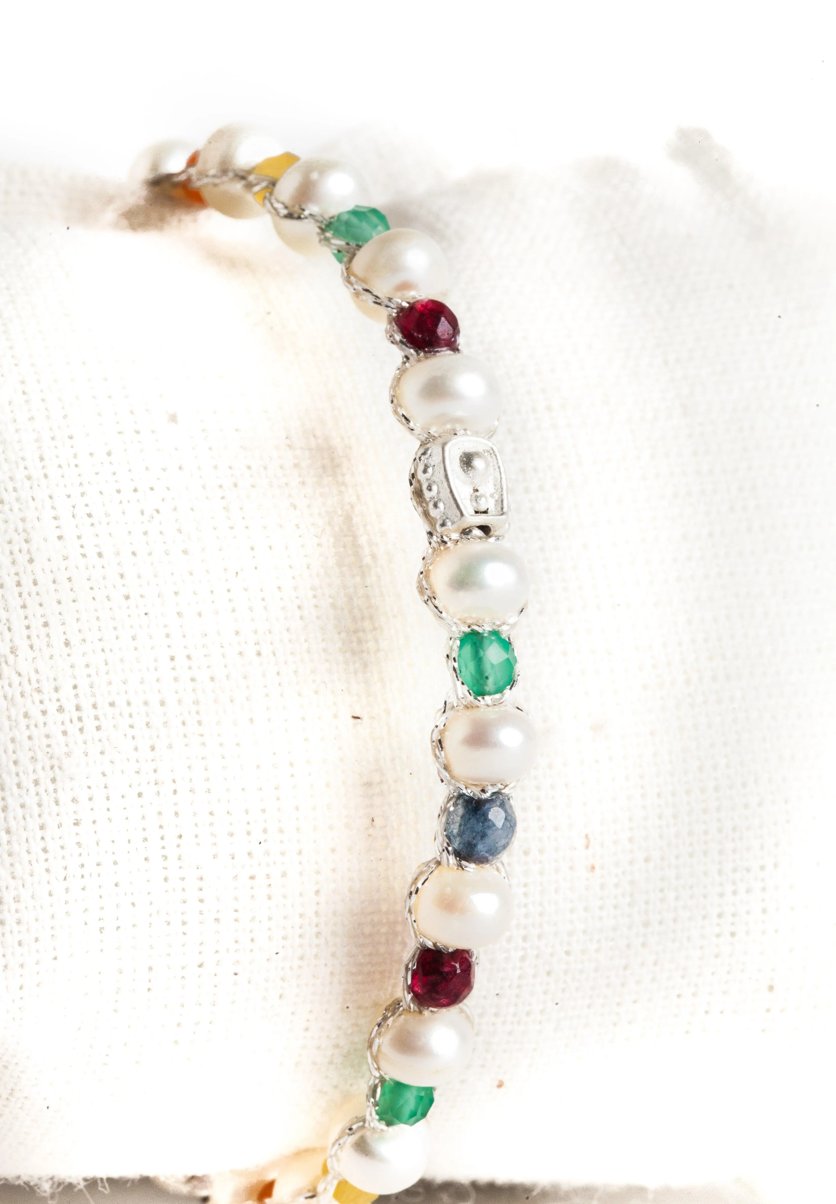 Fresh Water Pearl & Gemstone Bracelet | Silver