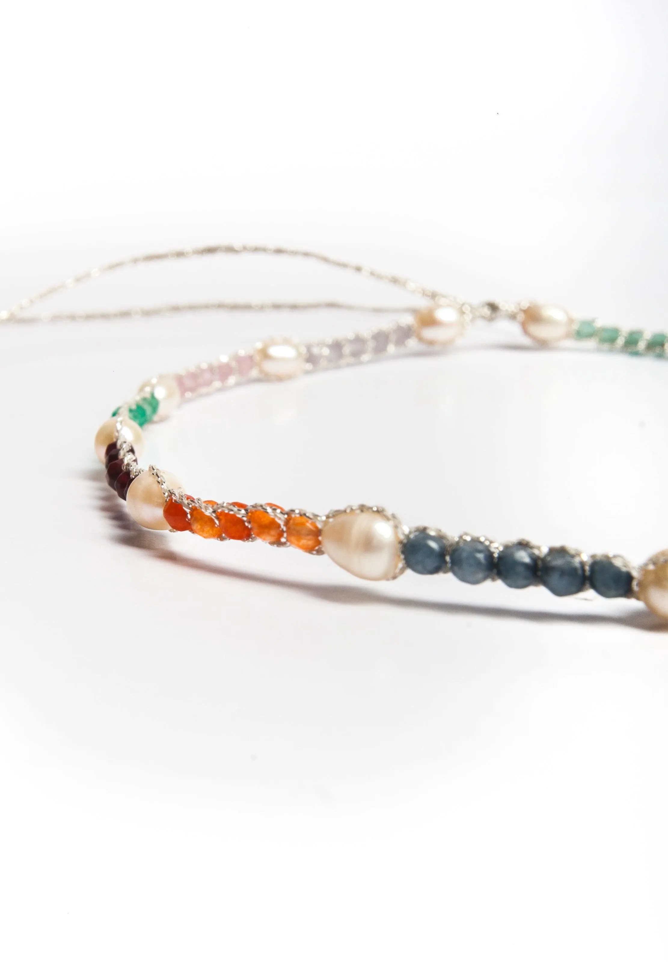 Fresh Water Pearl & Gemstone Choker | Silver