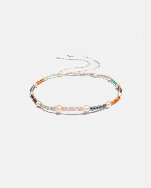 Fresh Water Pearl & Gemstone Choker | Silver